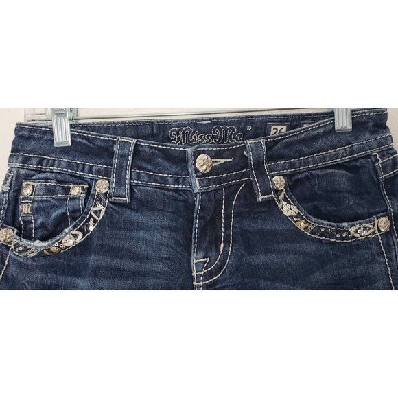 Miss Me Women's Signature Skinny  Jeans Blue Paisley Design Size 26 - Picture 5 of 8